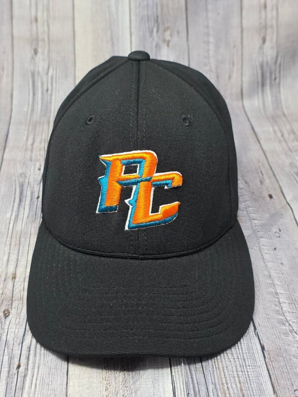 Men's Black with Embroidered Orange/Blue PC Adjustable Hat Cap Baseball Trucker